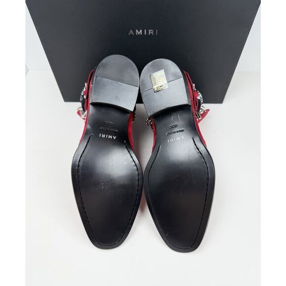 Size 7.5US - Amiri Chain Link Bandana Boots Merlot Red Suede❤️ NEW/RETAIL $1.4K! main image 7